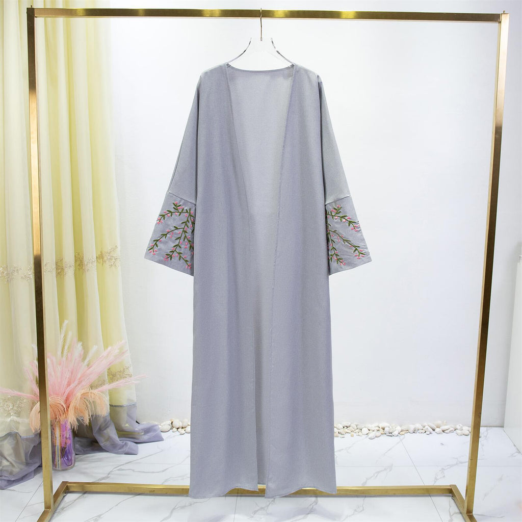 Women's luxury kimono coat with fine embroidered details, size