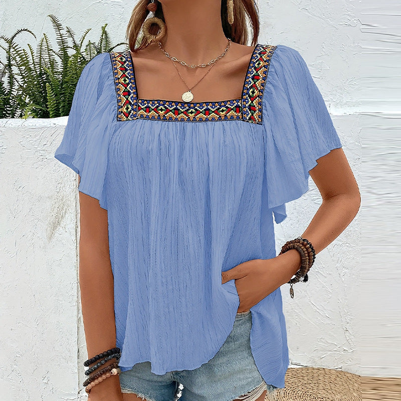Damen-Luftsommerbluse mit Stickerei, Größe
