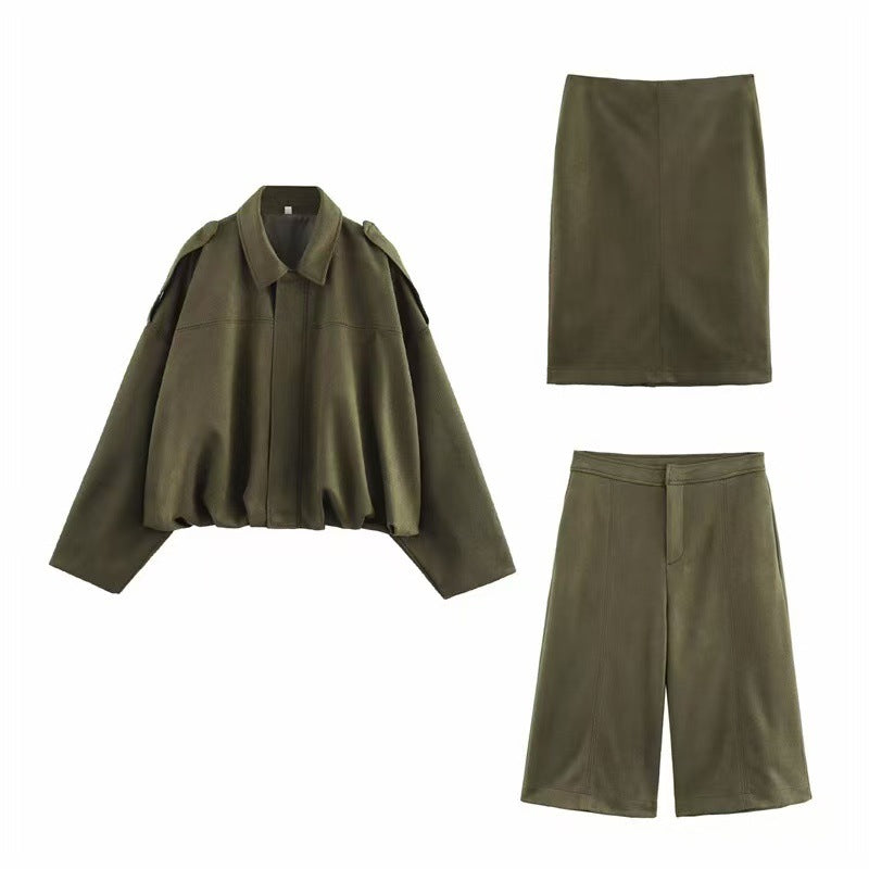 Women's casual bomber jacket with three-dimensional effect and high collar, size S