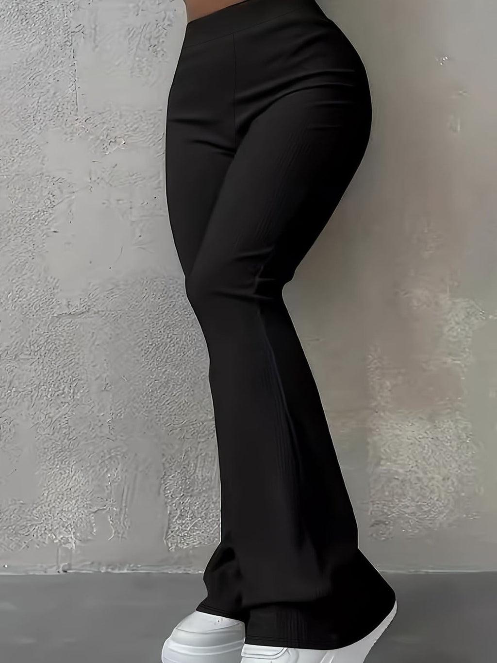 Damen-Bootcut-Hose mit hoher Taille und elastischem Bund, Größe