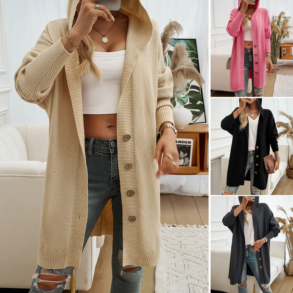 Women's hoodie cardigan with button detail and relaxed fit, size