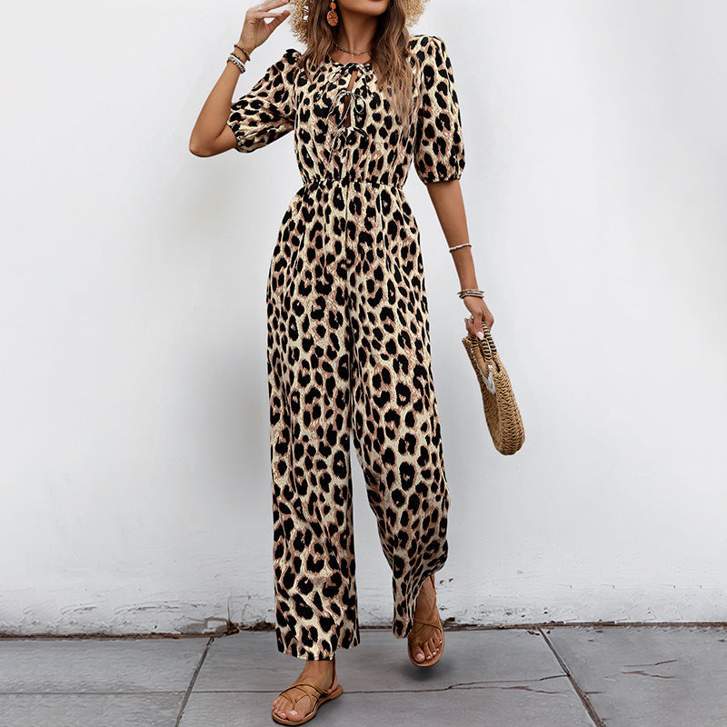 Valenzora | Summer Jumpsuit High Waist Leopard Print Jumpsuit