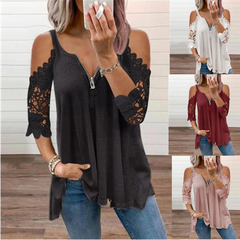 Women's top with cut-out sleeves and zipper, size