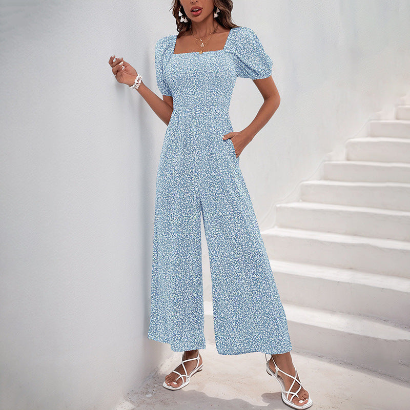 Damen-Oversize-Jumpsuit mit Puffärmeln und Gummizug in der Taille, Größe