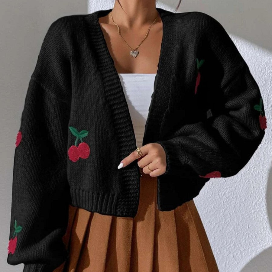 Damenstrickjacke mit Kirschen, Größe