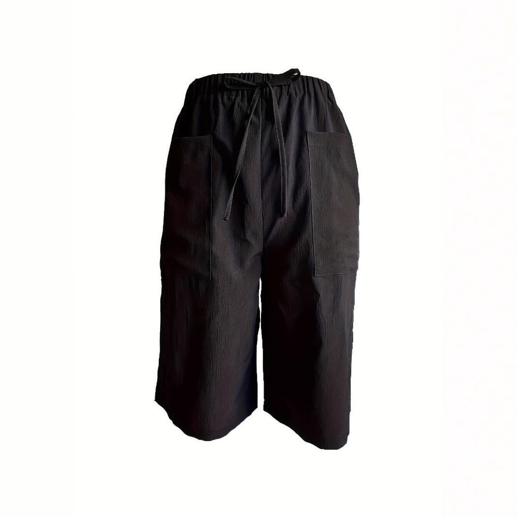 Women's casual culotte shorts with elasticated waistband and practical side pockets, size Valenzora