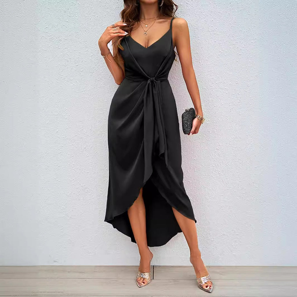 Damen Wickelkleid mit elegantem V-Ausschnitt und verspieltem Schlitz, Größe