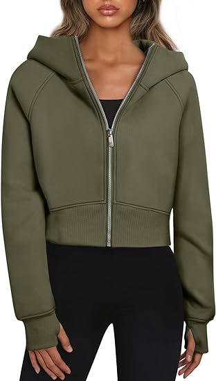 Women's short-cut hooded jacket with zipper, size