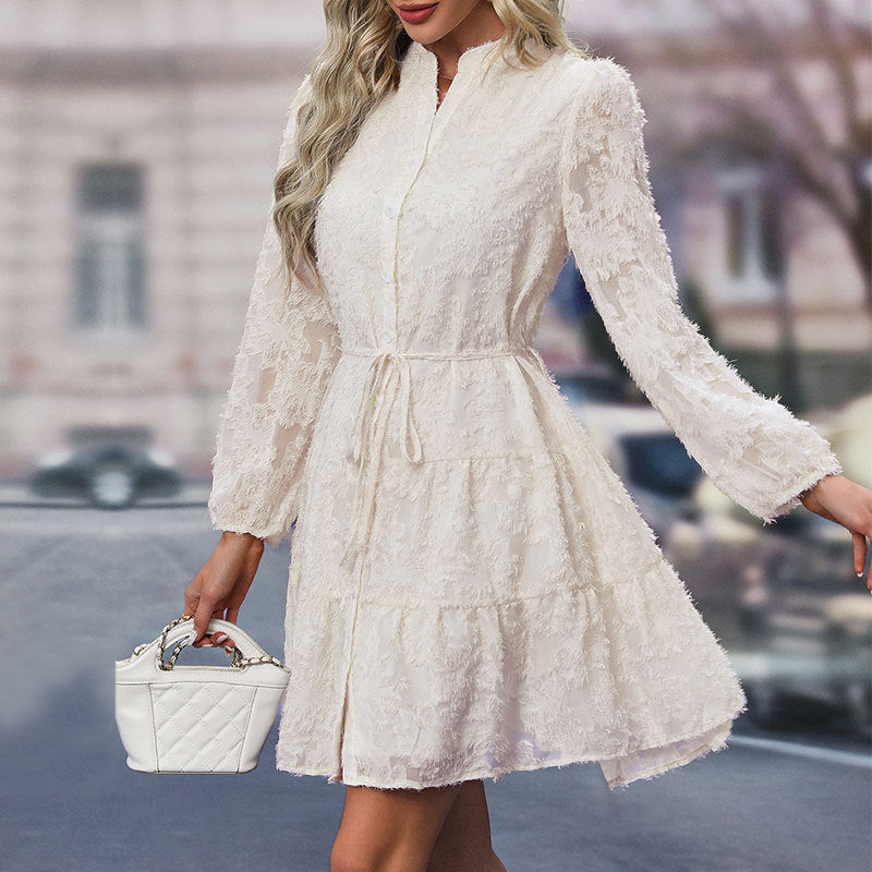 Women's blouse dress with high neckline and playful design, size Valenzora