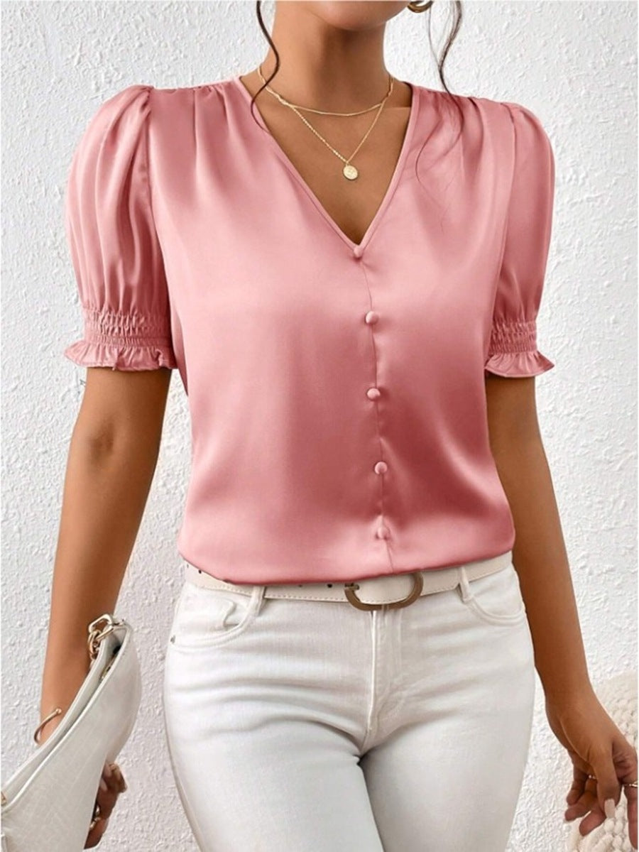 Valenzora | Casual short-sleeved ruffled shirt