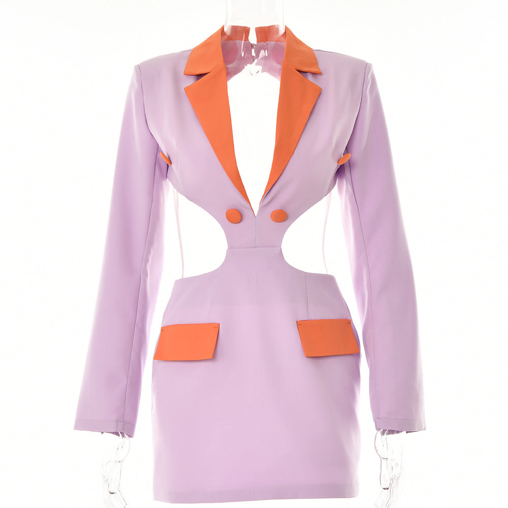 Damen Blazer-Kleid mit aufregendem Cut-Out-Design und Kontrastdetails, Größe Valenzora