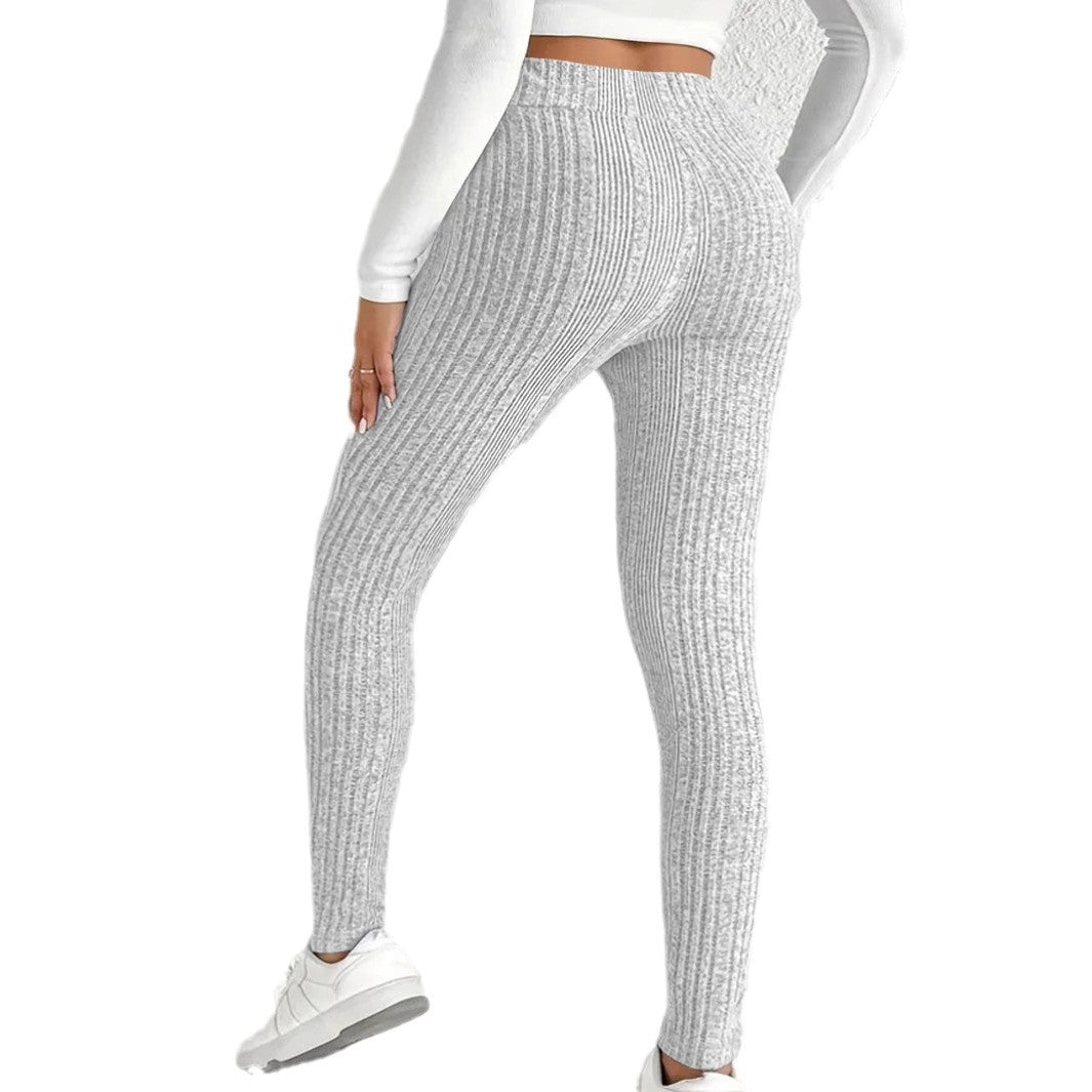Enganliegende Damen-Ripp-Leggings aus atmungsaktivem Stretch-Material, Größe