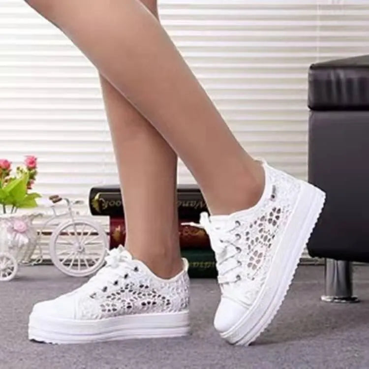 Valenzora | Damen-Sneaker mit Plateau und Spitze – Eleganter und atmungsaktiver Stil