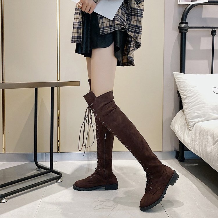 Overknee-Stiefel für Damen mit edler Schnürung und robuster Sohle, Größe Valenzora