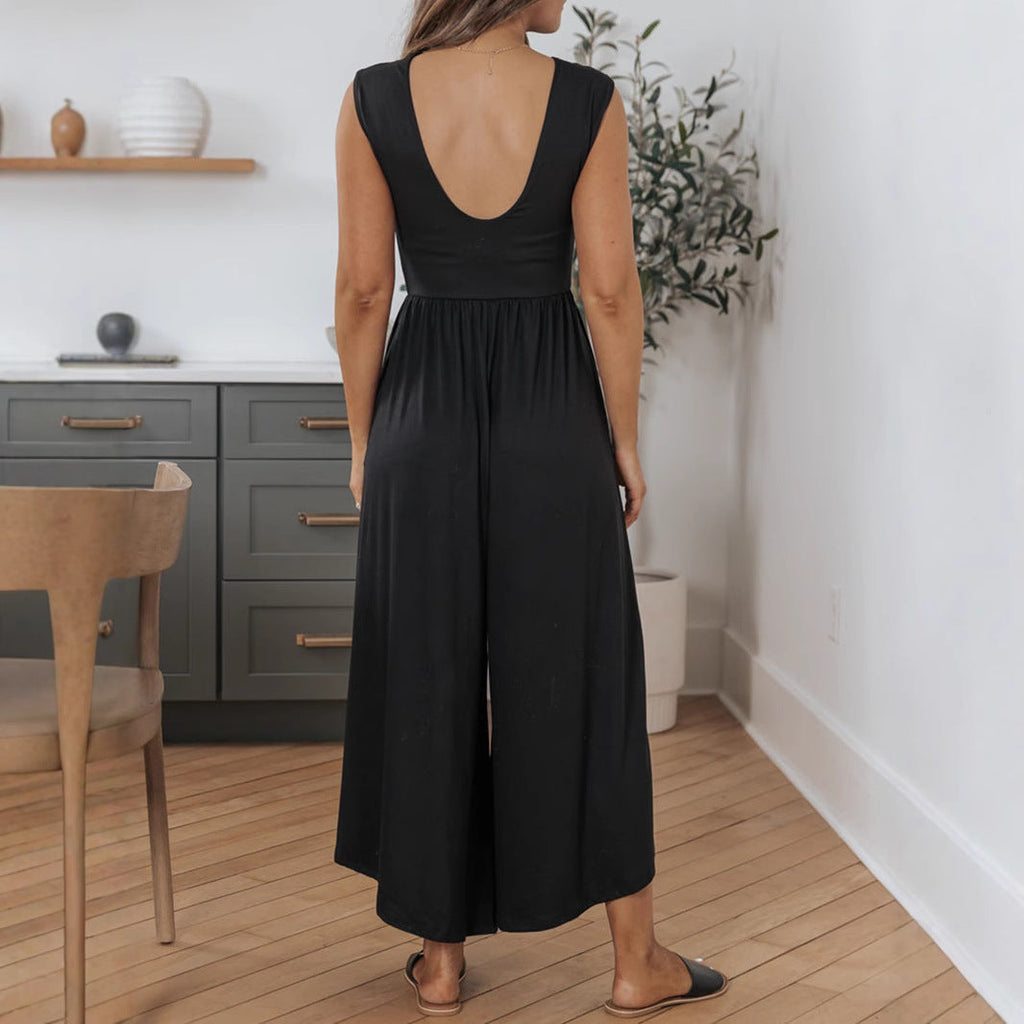 Valenzora | Sleeveless wide-leg long pantsuit