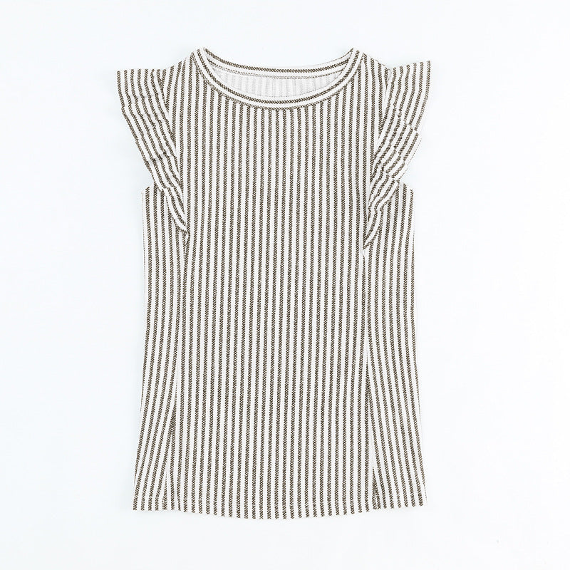 Damen-Top mit Rüschendetails und Streifenmuster, Größe