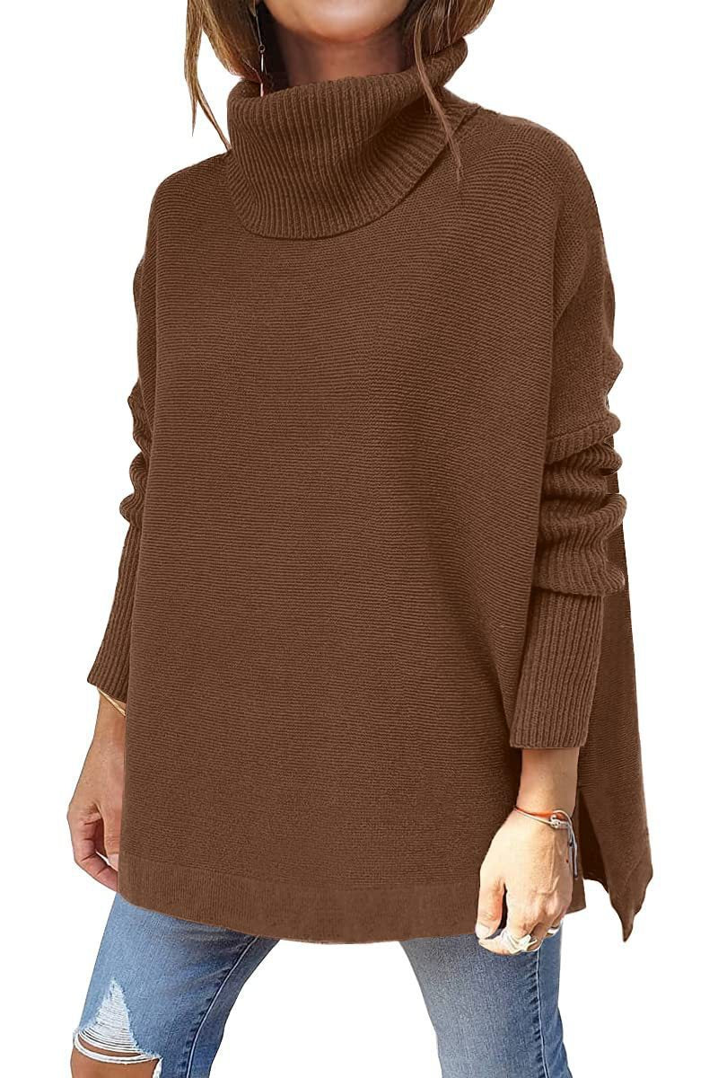 Damen-Oversize-Rollkragenpullover mit Strukturstrickmuster, Größe
