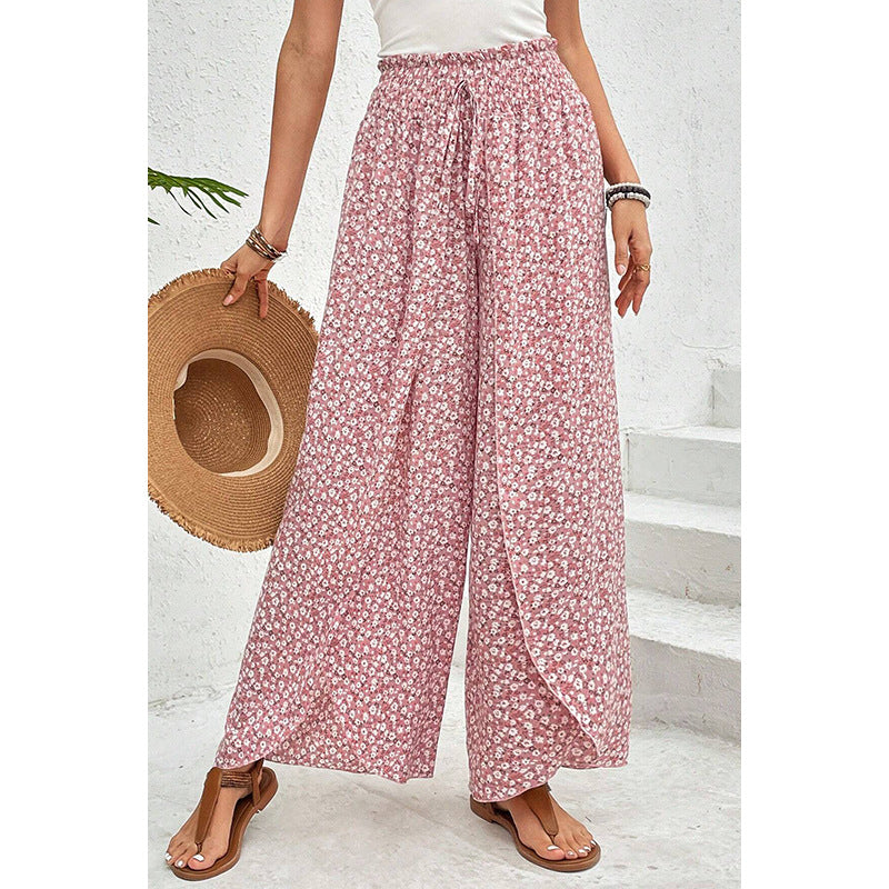 Damen-weite Sommerhose mit Blumenmuster und Gummibund, Größe