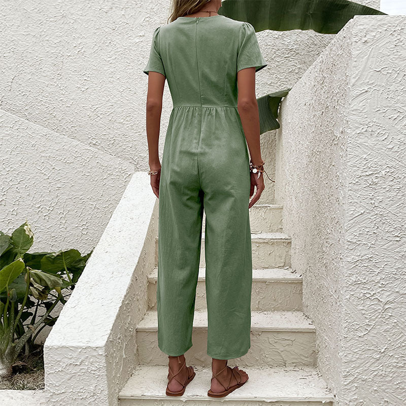 Women's jumpsuit with button details and airy cut, size S
