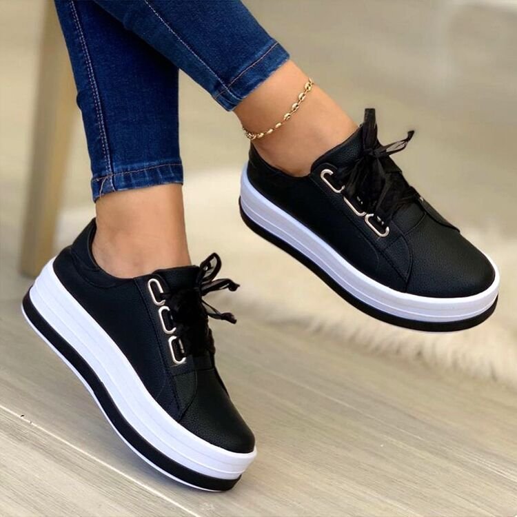 Women's comfortable platform sneakers with elegant metallic upper, size Valenzora
