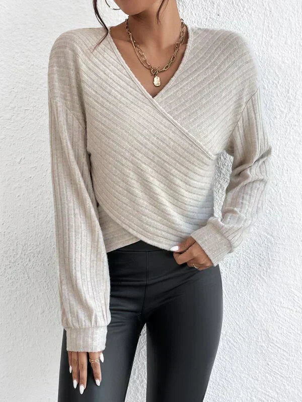 Valenzora | V-Neck Crossover Sweater For Effortless Style For Women