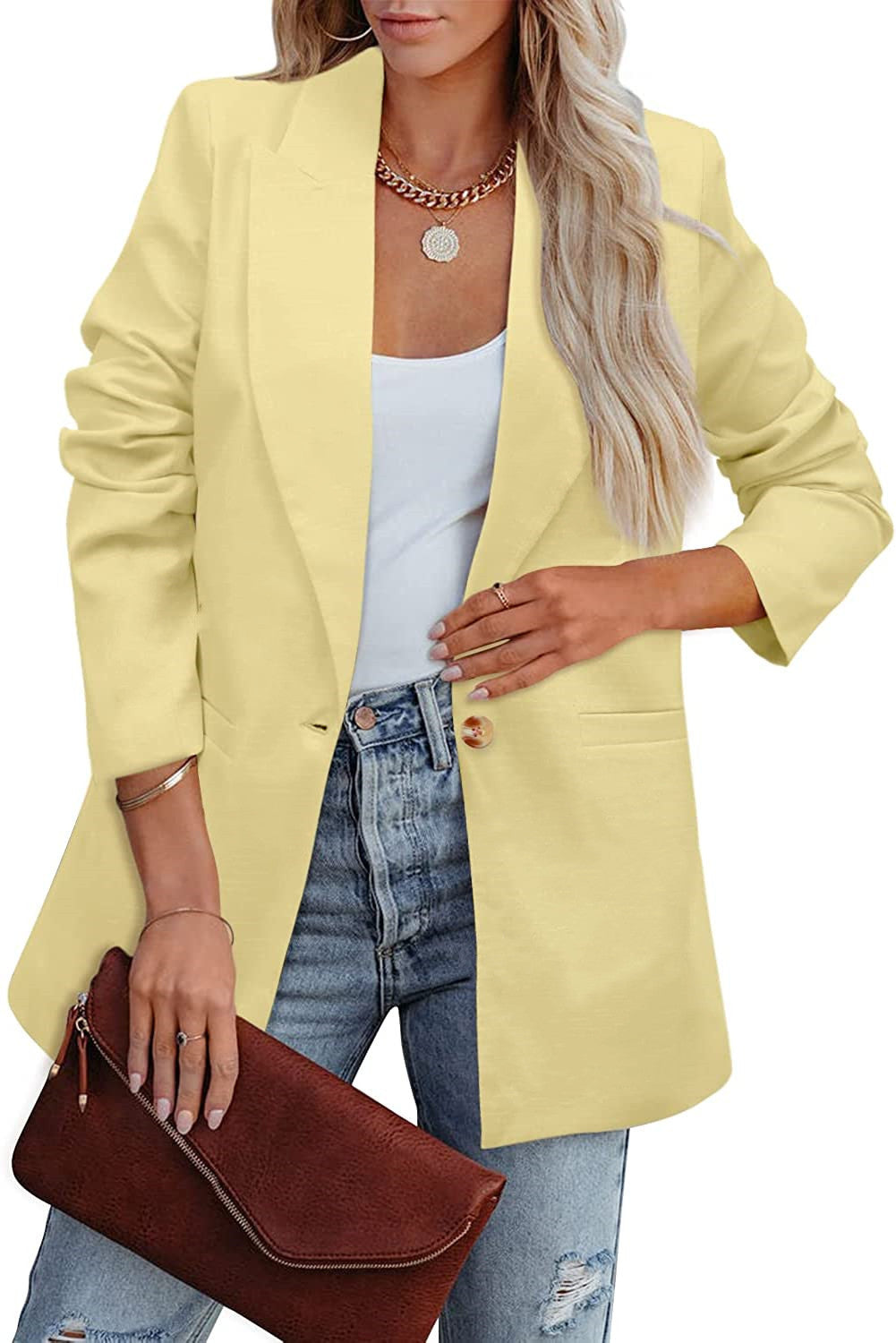 Valenzora | Double-breasted blazer with gathered sleeves and pockets