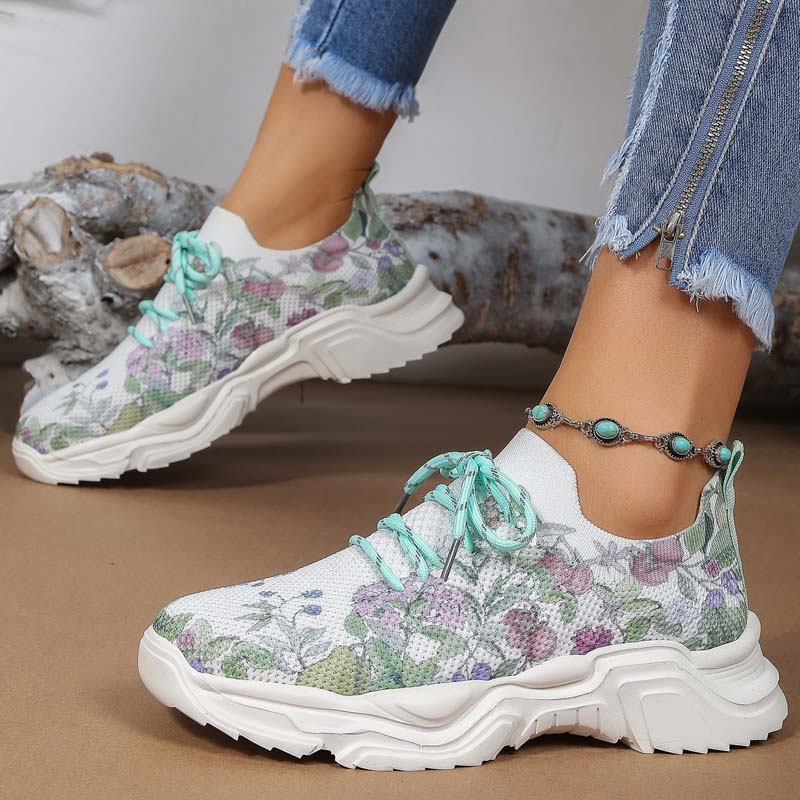 Valenzora | Wide Floral Pattern Sneakers for Women