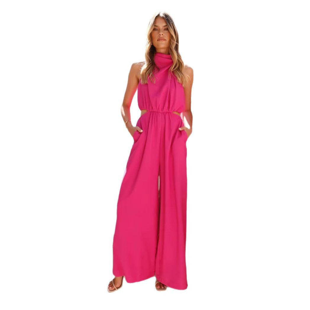 Eleganter Damen-Jumpsuit mit Stehkragen und Cut-Outs, Größe