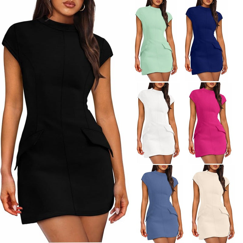 Damen Figurbetontes Kleid mit praktischen Taschen Drune