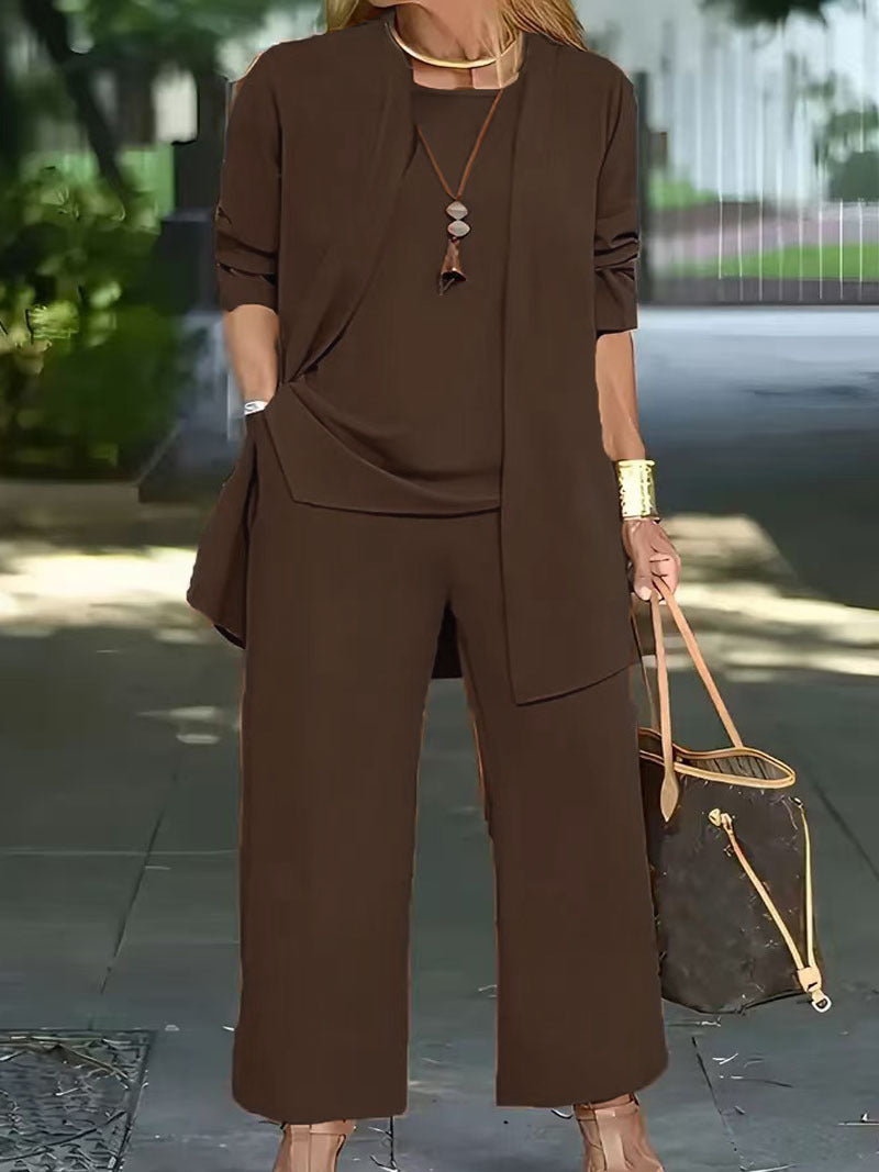 Valenzora | Dreiteiliges Set mit Langarm-Cardigan und Weste