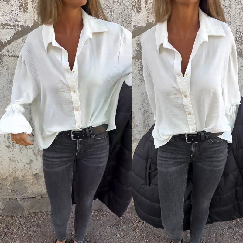 Damen-Freizeit-Hemdbluse mit Volantärmeln, Größe