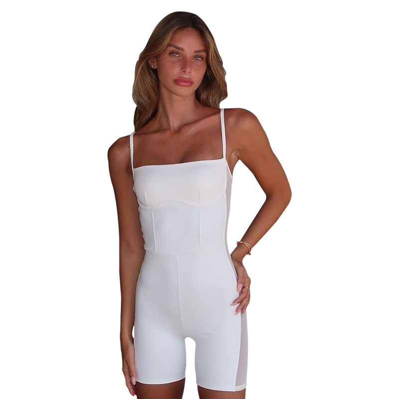 Damen Bodycon Jumpsuit mit schulterfreien Trägern und figurbetontem Schnitt, Größe