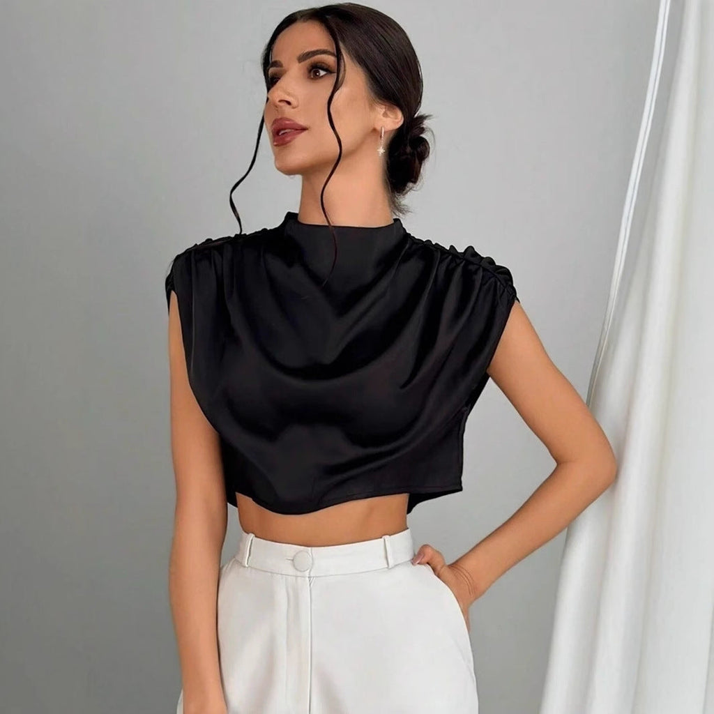 Valenzora | Satin-Bluse aus Kunstseide mit kurzem Schnitt
