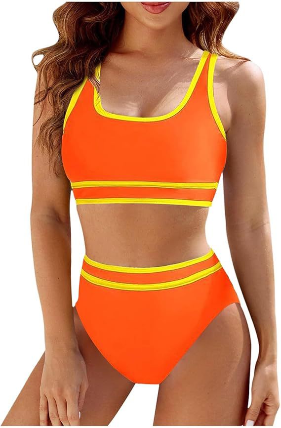 Sportlicher Damen-Bikini-Set mit hoher Taille und bequemem Oberteil, Größe