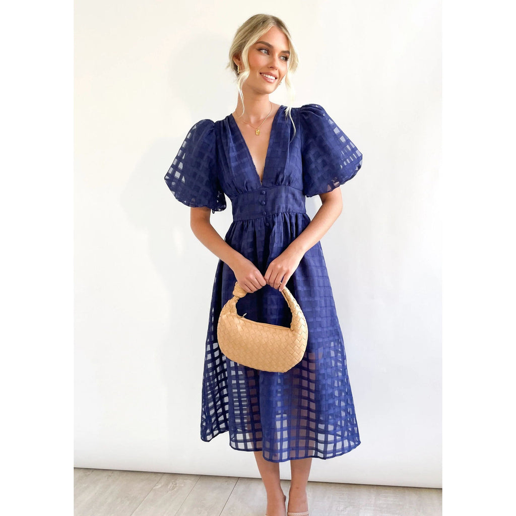 Valenzora | Midi dress with puff sleeves