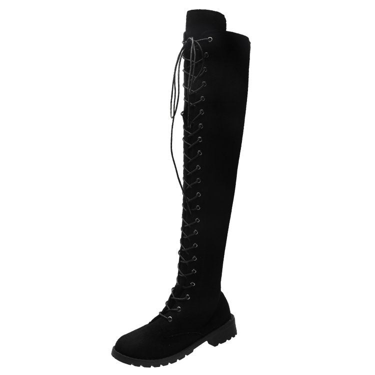 Overknee-Stiefel für Damen mit edler Schnürung und robuster Sohle, Größe Valenzora