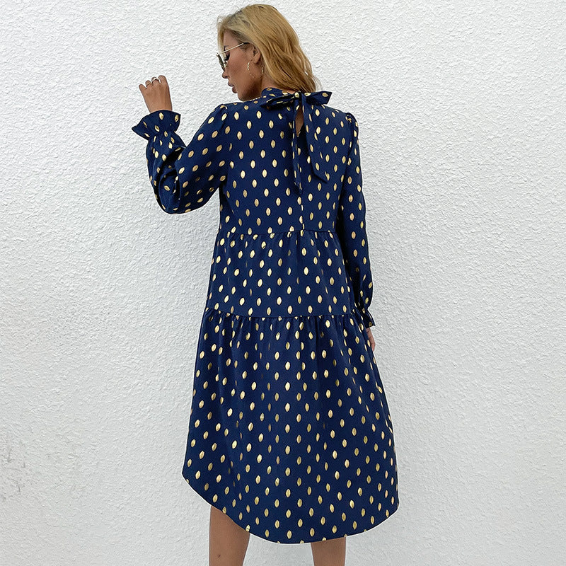 Damen-Midikleid mit modernen Rüschendetails und elegantem Tupfenmuster, Größe [size missing]