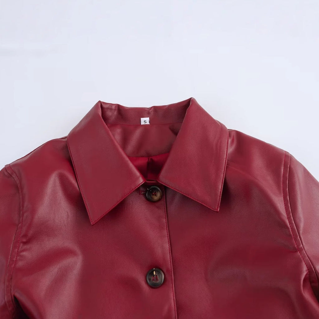 Valenzora | Solid color leather jacket