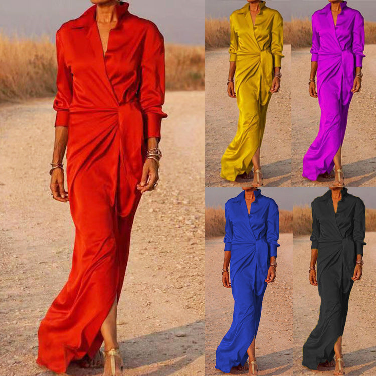 Valenzora | Schnürkleid mit hohem Bund, Schlitz und Bodenlänge