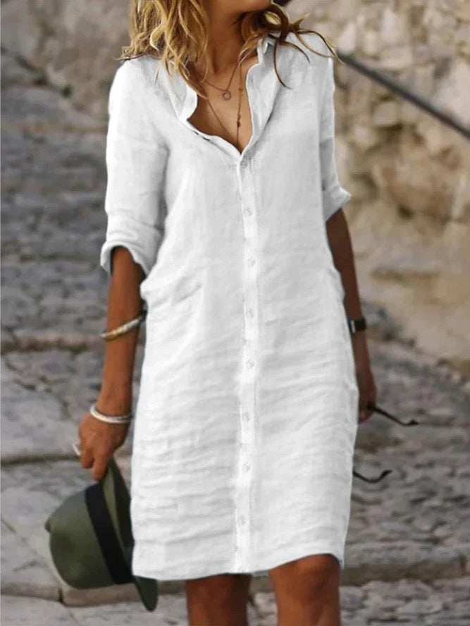 Damen-Freizeit-Hemdblusenkleid mit schicken Details, Größe