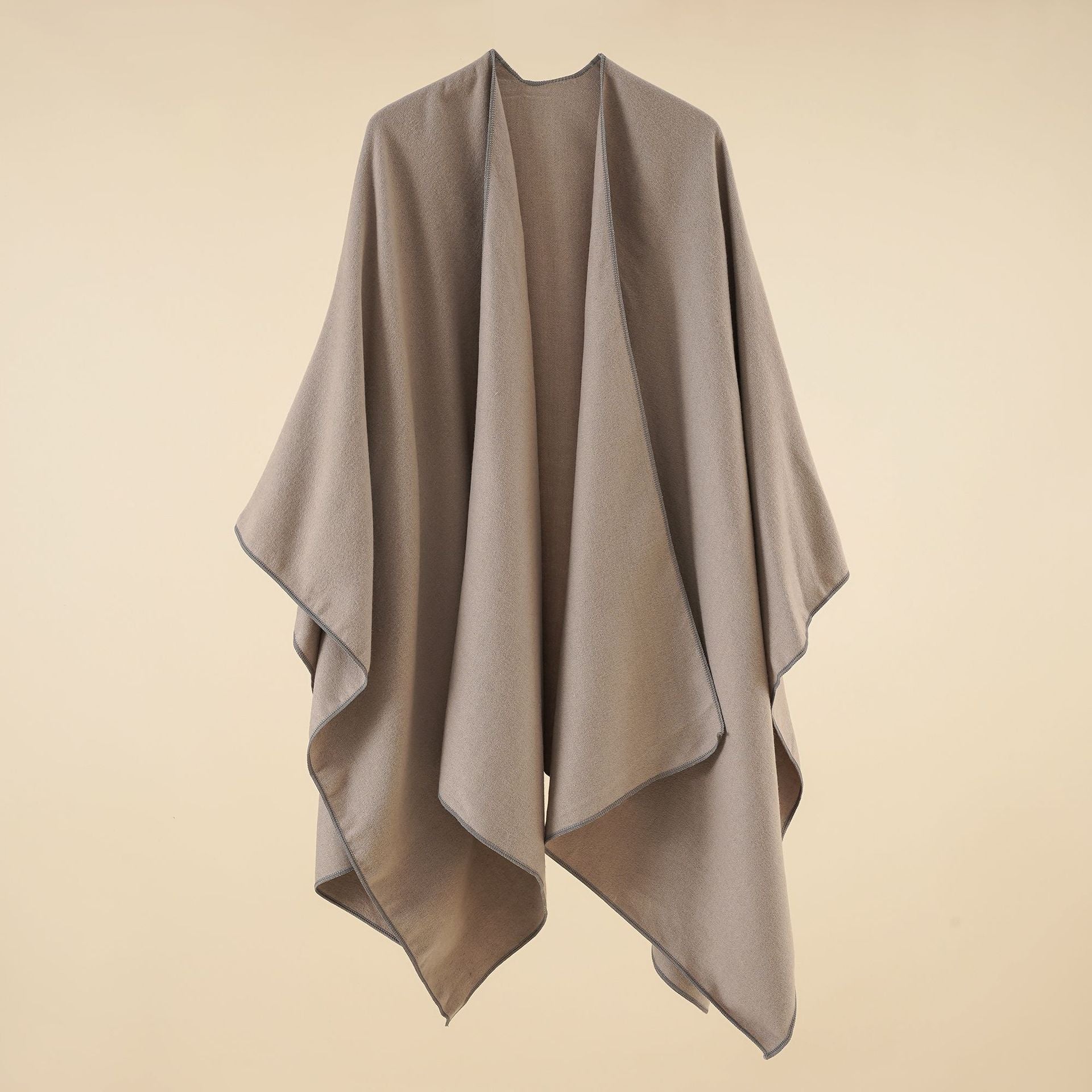 Women's Elegant Wrap Poncho in Soft Wool Blend, Size