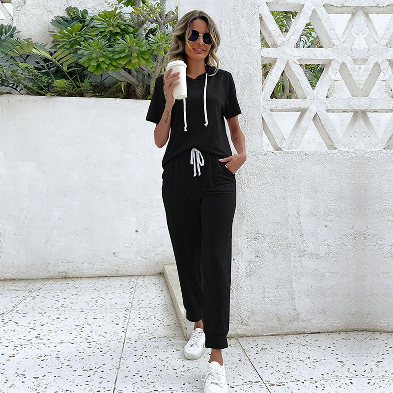 Damen-Jumpsuit mit bequemem Tunnelzug und lässigem Kurzarm-Design, Größe S