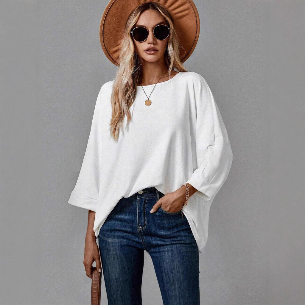 Damen lässiges Oversize-T-Shirt mit weiter Passform und stilvollem Rundhalsausschnitt, Größe [size]