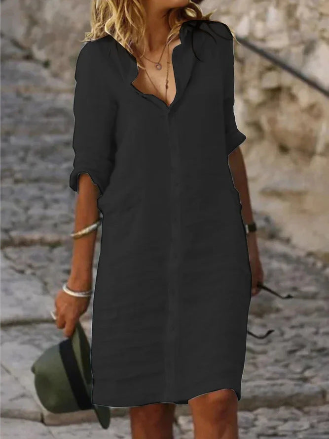 Damen-Freizeit-Hemdblusenkleid mit schicken Details, Größe
