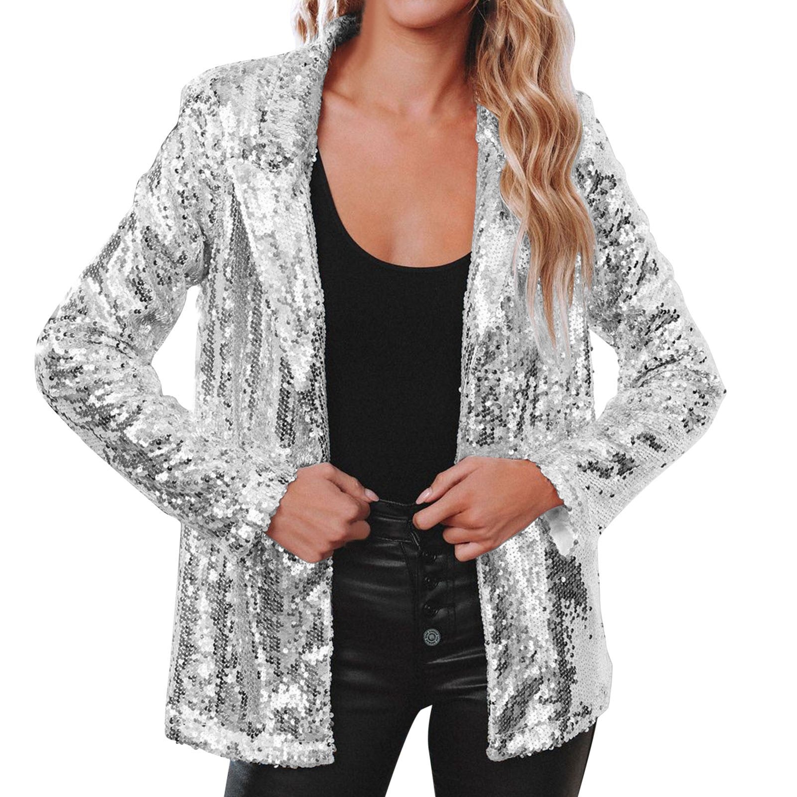 Eleganter Pailletten-Blazer für Damen mit Schimmer-Finish, Größe Valenzora