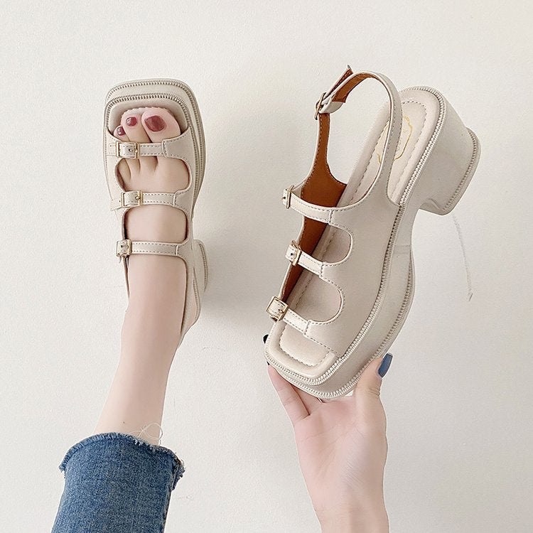 Damen Plateau-Sandalen mit verstellbaren Riemen und modischem Blockabsatz, Größe Valenzora