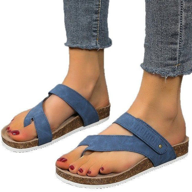 Damen-Flip-Flops mit bequemem Fußbett und modernem Korkdesign, Größe