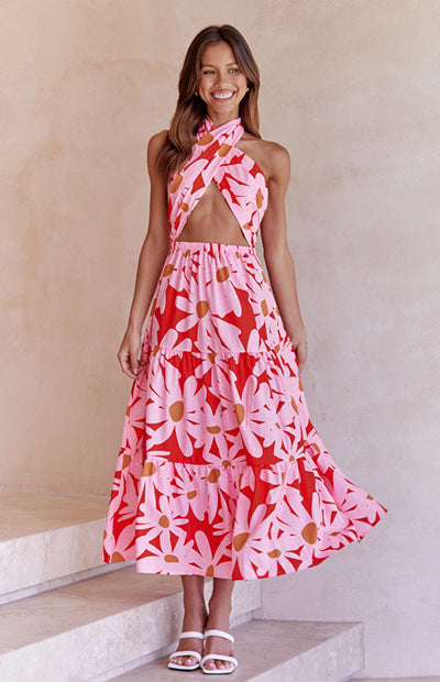 Valenzora | Halter Printed Sleeveless Halter Dress