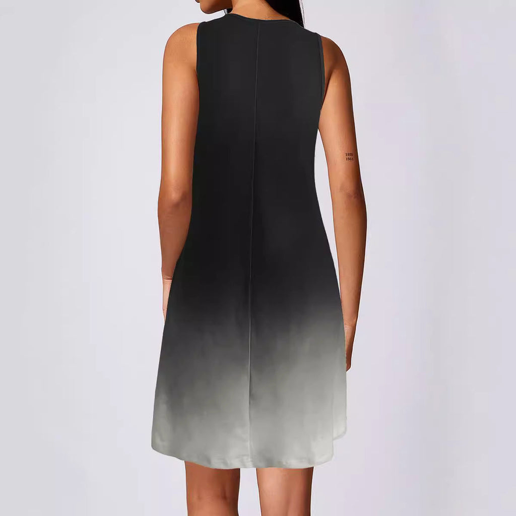 Women's summer V-neck dress in a fashionable ombre design, size S
