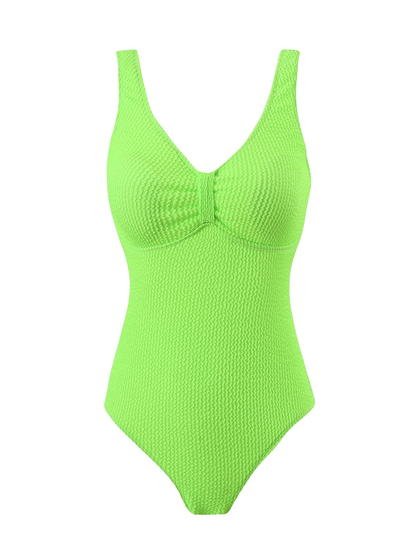 Women's one-piece swimsuit with textured outer material and sporty cut, size S